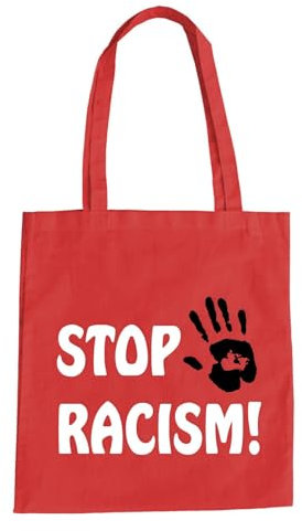 Stop Racism Baumwolltasche - Anti Rassismus Ausländer Flüchtlinge Kultur Rot