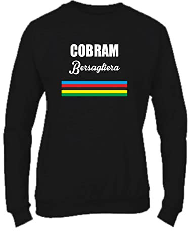 Social Crazy Felpa Donna Girocollo Basic Top qualità Top vestibilità - Cobram Bersagliera - Coppa Cobram - Divertente Humor Made in Italy (Nero, S)
