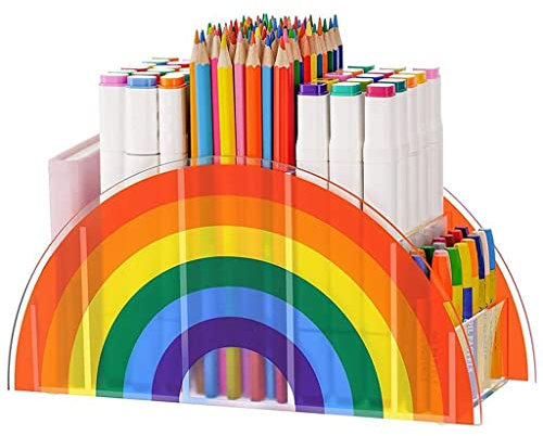 Stifthalter Stiftehalter Stifteköcher Acryl Bleistift Stift Halter Make-up Pinselspeicher Organizer Schreibtisch Zubehör Halter Regenbogen Bleistifthalter for Schreibtisch Stiftköcher Pinselhalter