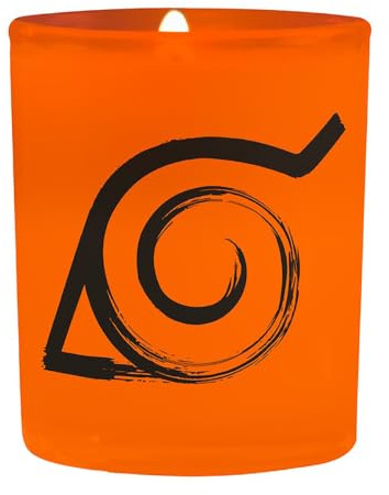 Naruto Shippuden Kerze Konoha orange/schwarz, aus Wachs, in Geschenkkarton.