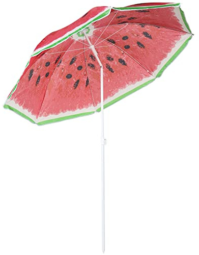 Unibos 1.8M Garden Parasol Umbrella Outdoor Sun Shade For Beach/Pool/Patio Umbrellas Tilting Function Multi Purpose UV Protection (Melon (Red))