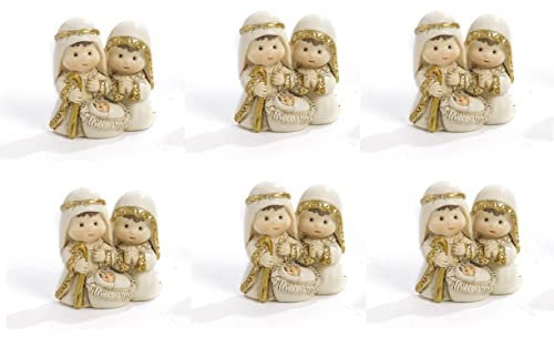 Paben Articoli Religiosi 6 Calamite Presepe Gruppo Natività Bambino 4.2cm in Resina