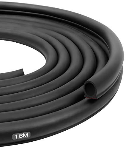 Auto Türdichtung 18m Gummidichtung selbstklebend Autotür Türdichtung Gummiprofil D-förmig Schwarz (14x14mm)