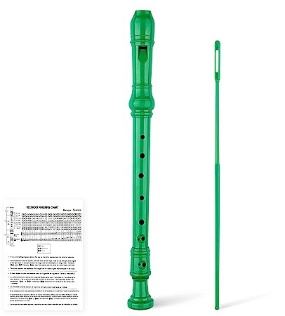 YONTY 8-Hole Soprano Descant Recorder Baroque Style Kids Music Flute with Cleaning Rod & Case Bag for School Student Home Entertainment - Green