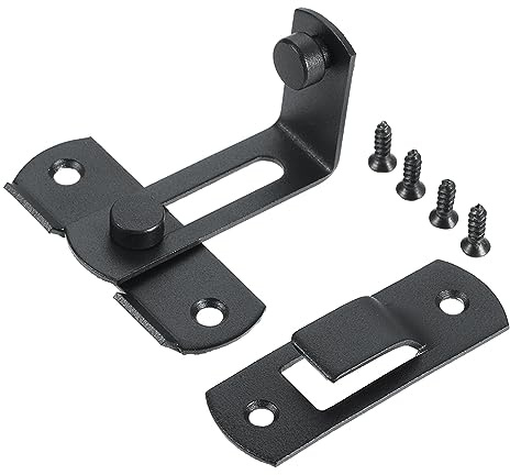 BOWAREPRO 90 Grad Edelstahl Riegel Türschloss Rechtwinkliges Schloss Schnalle Flip Latch Türverriegelung mit 4 Schrauben für Türen Fenster Badezimmer Schrank Möbel Schlafzimmer(Schwarz)
