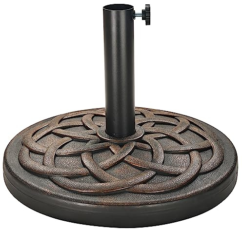 Elevon Heavy-Duty Umbrella Base with Adjustable Pole Holder, 35 Lbs, Bronze - Outdoor Stand and Support for Umbrellas - Ideal for Backyard, Lawn, Poolside, Patio, and Garden