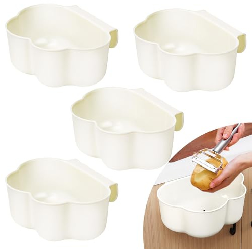 Floepx 4 Stück Auffangschale für Küchenabfälle, Küchenschrank Tür Hängende Abfallbehälter Wickeltisch Organizer, Mülleimer Abfall Behälter, Küche für Hausmüll Aufbewahrung Hängenden (Reines Weiß)