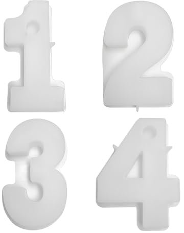 4 Stück Silikon-Zahlenformen, 3D-Zahlen-Kerzenhalter-Formen, DIY Handgefertigte Kerzenhalter-Formen, Silikon-Gussformen Für Die Dekoration Von Esstisch, Schlafzimmer, Party (1–4)