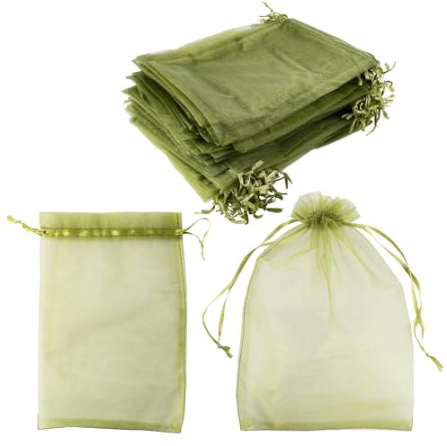 Super Z Outlet Mesh Screen Food Drawstring Tent Fruit Covers Reusable Bags for Outdoor Gardening, Trees Planting, Grapes, Apples, and Mango Protection (100 Pack) (6x9)