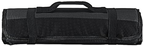Comphic Professionelle Bestecktasche für bis zu 22 Messer, Rolltasche, Aufbewahrungstasche für bis zu 22 Messer, Schwarz, Schwarz