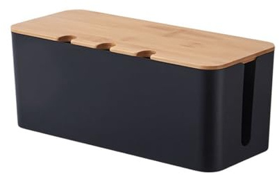 Caja de gestión de Cables con Tapa: Organizador de Cables, Caja de Almacenamiento para regletas, Lugar de Trabajo ordenado para Cable/regletas, 2 tamaños (m-Hei)