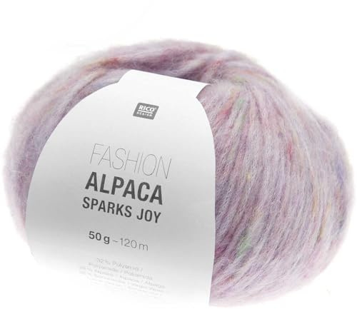 Rico Fashion Alpaca Sparks Joy Alpakawolle | Strickwolle Häkelwolle mit Alpaka Wolle Baumwolle | Strickgarn 50g 120m (04 flieder)