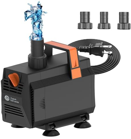 AquaMiracle 1200GPH Submersible Water Pump Pond Pump(4500L/H, 70W), Water Fountain Pump Aquarium Water Pump with Flow Control for Fish Tank, Waterfall, Statuary, Filtration, Water feature, Hydroponics