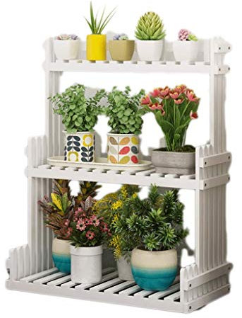 Pflanzenständer, Blumenregal, Holz, mehrschichtig, für drinnen und draußen, Balkonregal, Dekoration, Garten, Wohnzimmer, Leiter, Blumentopf, Regal, weiß, 80 cm, stilvoller und funktionaler