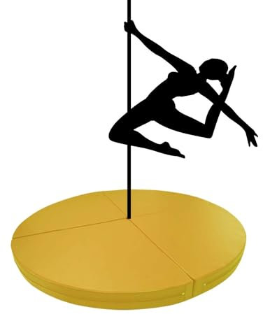 Pole Dance Matte Extra Große Pole Dance Matte Zum Trainieren, Tanzstangenmatte für Anfänger für Gymnastik-Fitness, Runde Schutzmatte Stripperstangenmatte Gegen Fallen, 1,2-2 M(Color:Yellow,Size:160cmx