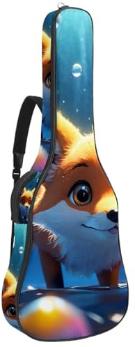 Wasserdichte Gitarrentasche mit Taschen und Schutzfutter, passend für 40/41/42 Zoll Gitarren, Lovely Fox schwimmt unter Wasser, Mehrfarbig Nr. 02, 42.9x16.9x4.7 in, Gitarrentasche