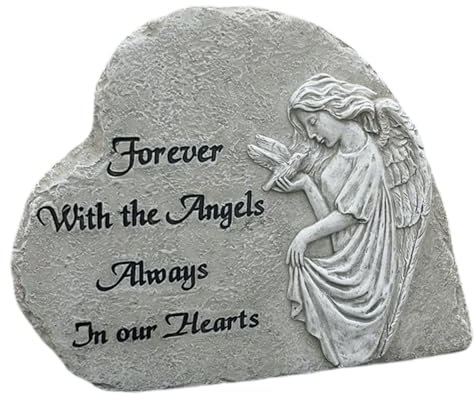 Milisten Statue Résine Ange avec Coeur Monument Commémoratif pour Jardin Et Cimetière Décoration Et pour
