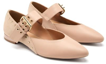 Gioseppo - Bailarinas| Gioseppo Bailarina de Piel Detalle Hebilla en el Empeine para Mujer Grantham| Bailarina Plana| Mujer Talla 38 Nude