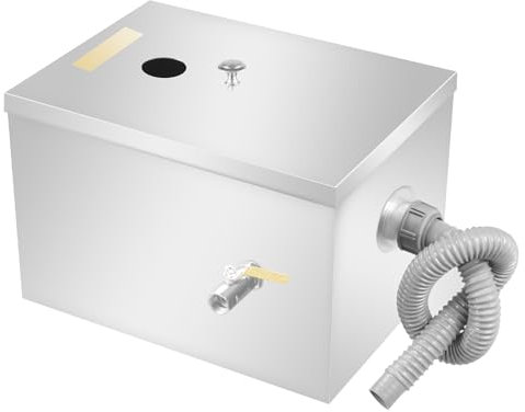 TaNeHaKi Séparateur de graisse en acier inoxydable - Séparateur d'huile et d'eau - Séparateur d'entrée avec panier filtrant - Séparateur de graisse - 35 × 25 × 23 cm