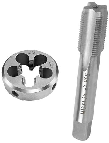 FIFIBANG M12 x 1,25 mm Set di Maschio e Filiera, HSS Filettatura Metrica e Filettatura per Filettature metriche interne ed esterne
