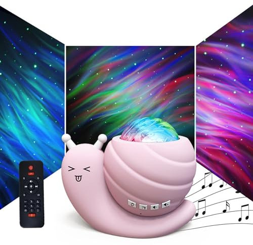 HUIOP Starry Sky Projector Light,BT Speaker Night Light, Snail Starry Sky Projector Lamp, Creative Gift for Bedroom, Aurora Projection Light, Atmosphere Lamp, Relaxing Music, Suitable for All Ages
