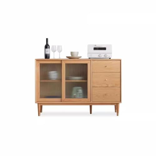 Bufféskåp i massivt trä med bestick förvaring modern minimalistisk nordisk ek sidobord för matsal mikrovågsugnsskåp för köksförvaring