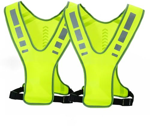 Nokwocy Reflektierende Weste, Reflektierende Laufweste mit Tasche für Damen, Herren & Kinder – Sicherheitsweste für Nacht-Radfahren, Laufen, Gehen & Joggen (2PCS)