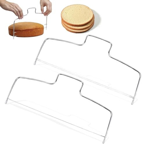 Affettatrice Per Torte a Filo, 2pcs, Archetto tagliatorte, Affettatrice Per Torta a Filo Da Taglio, Tagliatorte in Acciaio Inox Con Fili Di Taglio, per Casa,Pasticceria,Regolabile, Multicolore