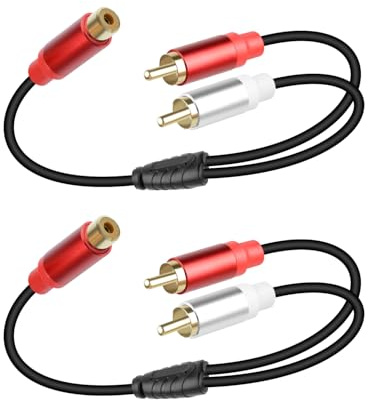 YANBORONSN Répartiteur RCA Y, câble audio RCA 1 femelle vers 2 mâle, pour téléviseurs, lecteurs DVD/Blu-ray, amplificateurs et autres appareils 0,3 M (2 Pack)