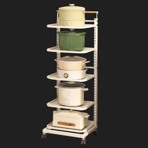 CHENLIU Expandable Pan Lid nizer for Kitchen Cupboard White Microwave Shelf Storage Box with 5 Adjustable Boards