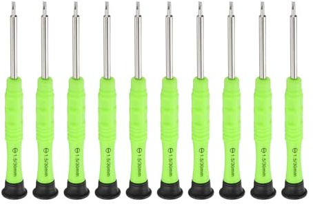 QUARKZMAN 10 pièces SL1.5 Mini Tournevis À Fente Plate 3mm Tête Plate 87mm Longueur Pour Réparations De Petits Appareils, Jaune Vert