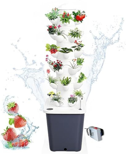 Hydroponic System Hydroponic Tower Aeroponic Tower - Torre per piante con irrigazione - 30 baccelli da giardino verticale a torre di fragole idroponica per la casa, il giardinaggio, la frutta e la