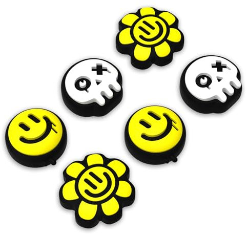 PlayVital Capuchon Joystick Silicone pour Switch 2 Joycon Cover Stick Analogique,Thumb Grips Caps pour Nintendo Switch 2 Manette-Style Joyeux et Triste，6PCS