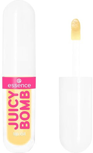 essence JUICY BOMB PARTY lip oil, Lipgloss, Nr. 04, Gelb, pflegend, mit Ölen, natürlich, glänzend, vegan, ohne Parabene, ohne Mikroplastikpartikel, Nanopartikel frei, 1er Pack (2.4ml)