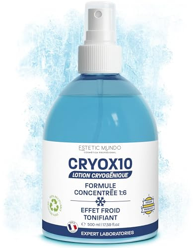 CRYOX10 Kryoterapilotion 1:6 – Kylande spray för muskler, leder, tunga ben & celluliter | Används direkt eller med kompress, bandage eller tyg | Professionell kylbandage (500)