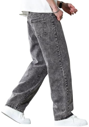 Zewool Jean Baggy Homme Coupe Large Loose Fit Skater Y2K Jambe Droite | Coupe large à jambe droite,jean baggy relaxed,style skater streetwear,5 poches,lavage en machine.