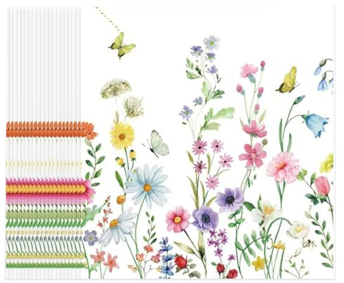 40 PCS Floral Paper Napkins – 33x33cm Disposable Serviettes with Butterfly & Flower Print for Garden Party, Afternoon Tea, Wedding, Baby Shower (Colorful)