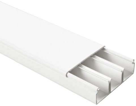 Canalina passacavi 40x10mm, barra da 2 metri, bianco, 3 scomparti, mini canala, minicanalina, condotto passacavi, in plastica PVC, per cavi, fili elettrici, fissaggio a parete, coperchio frontale