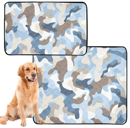 3 Pack Big Dog Pee Mat Rug for Dogs Muddy Feet Washable Anti Slip Rug for Lawn 20x24in Camouflage Baby Blue