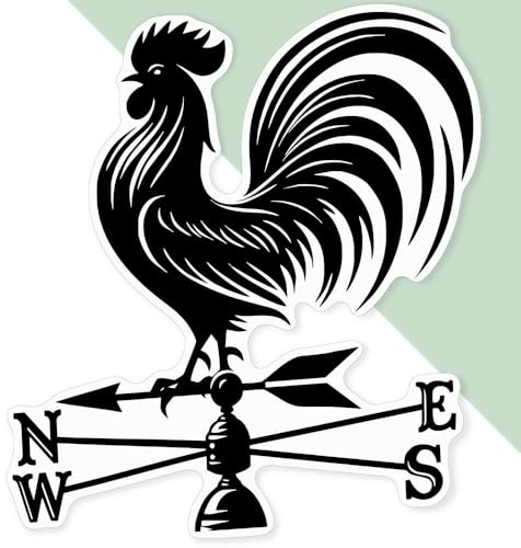 Azeeda 'Cockerel Weather Vane' White Premium Vinyl Decal Sticker – Waterproof, Durable & Easy to Apply - Ideal for Car Bumpers, Windows, Bins and More - XL (460mm) (DW00148167)