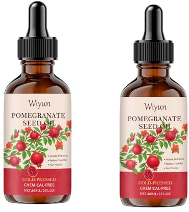 2 Piezas Aceite de Semilla de Granada - 100% Prensado en Frío Aceite de Semilla de Granada, Esencia Hidratante Orgánica, Aceite de Masaje Corporal para el Cuerpo, el Cabello y el Rostro