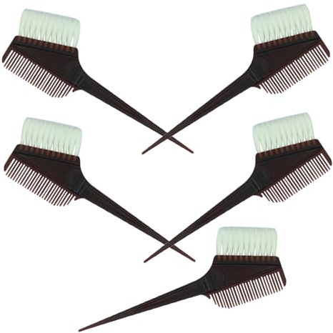 OSOLADY Hair Dye Comb and Hair Coloring Bowl 5Pcs Set White Bristle and Straight Handle Professional Hairdressing Tool for Salon and Barber Use for Precise Dye Application