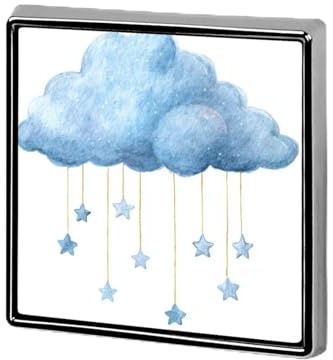 Unisex-Broschen und Anstecknadeln, Motiv: Wasserfarben, Pastellblau, Wolke mit hängenden Sternen, quadratisch, leicht, Revers, Abzeichen, Schmuck für Kleidung, Schal, Hut