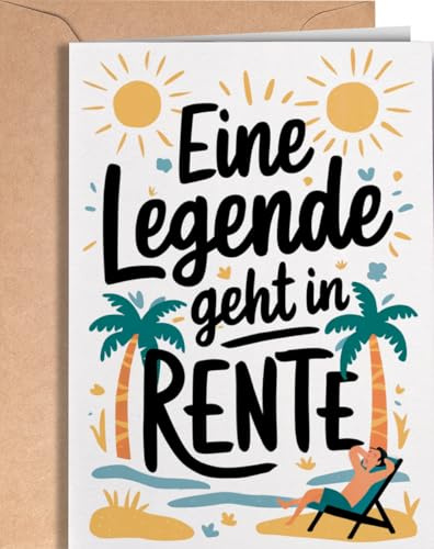 Karte Ruhestand Lustig mit Umschlag - Karte Rente Kollege - Abschiedskarte Kollegen - Renteneintritt Geschenk - Glückwunschkarte zum Ruhestand - Karte Abschied für Mann Frau Kollegin - EU 218