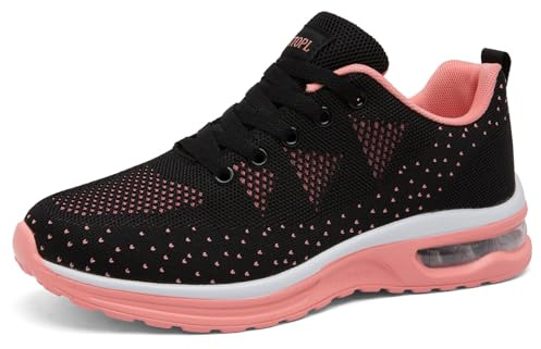 NUTTOPL Scarpe Donna Sneakers Respirabile Leggero Scarpe da Ginnastica Corsa Camminata Tennis Outdoor Fitness Jogging Palestra Casual Scarpa Nero Rosa 36 EU