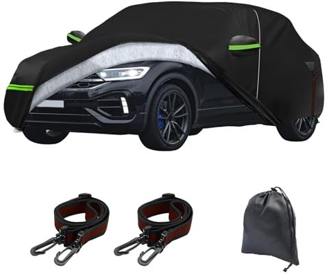 wasserdichte Autoabdeckung Kompatibel mit VW T-ROC Cabriole 2019-2025, 6 Schichten Outdoor Full Car Cover Sonne Regen UV Staubschutz mit Tür Reißverschluss Winddicht Gurt