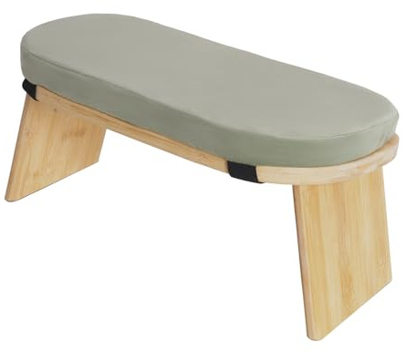 hongward Banc de méditation, chaise de méditation pliable, tabouret de méditation en bambou avec tapis antidérapant, tabouret de yoga réglable avec bords inférieurs incurvés