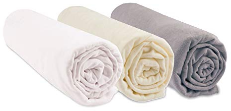 Set mit 3 Spannbettlaken, 32 x 72 cm, oval, Haselnuss Weiß, Ecru | 100% Bio-Baumwolle | kompatibel mit ovalen Matratzen für Babytragetasche, Babytragetasche, Kinderwagen | GOTS und Oeko Tex