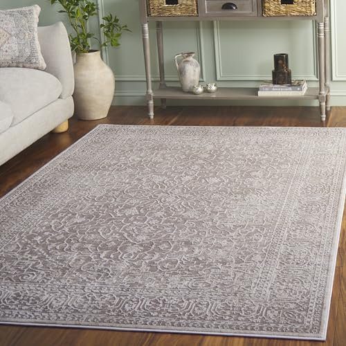 Safavieh Tapis Contemporain pour Salon, Salle à Manger, Chambre à Coucher - Reflection Collection, Tapis à Poil Court, Beige et crème, 122 X 183 cm