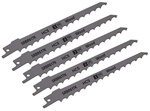 Sealey SRBR617K - Lama per sega alternata, 150 mm, 3tpi, per potatura e legno grezzo, confezione da 5